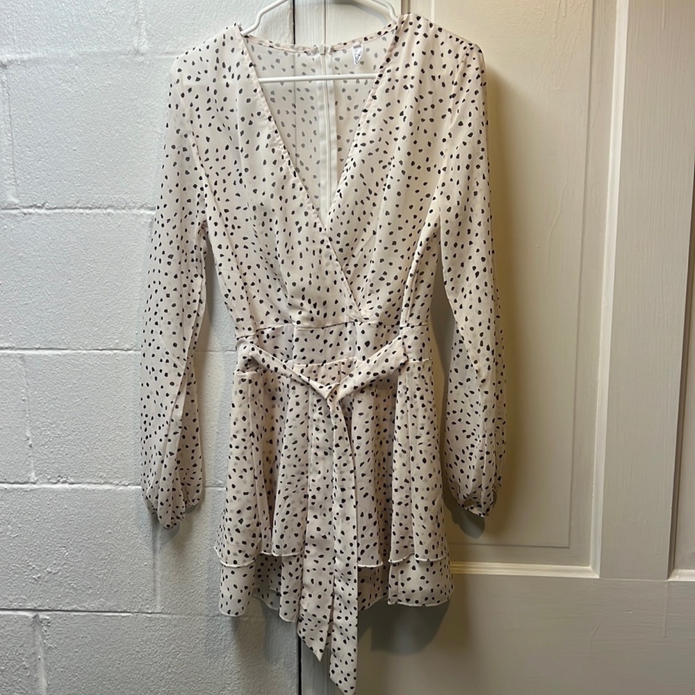 White polka dot romper dress